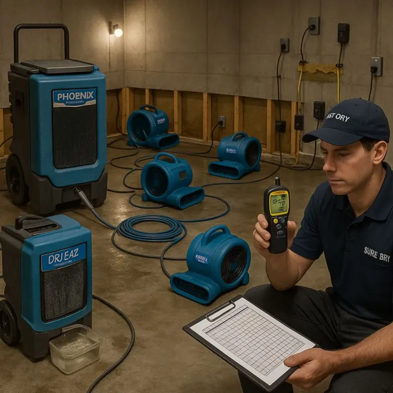 Structural Drying and Dehumidification process in Houston, TX